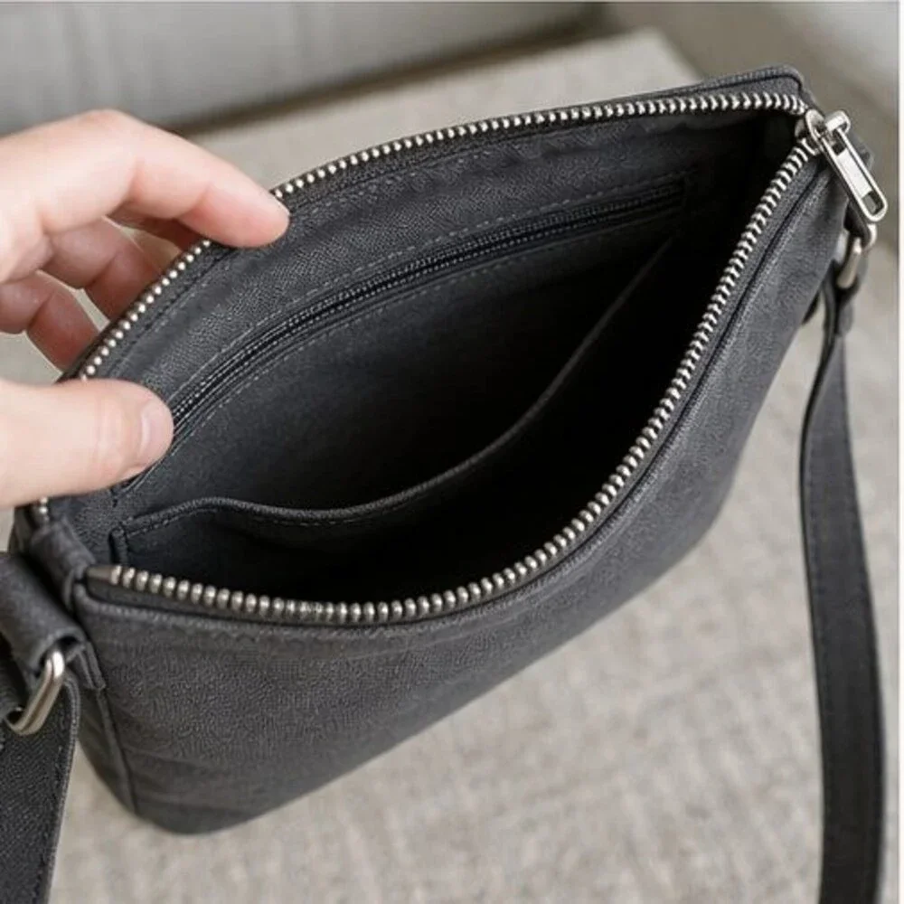 Charcoal Canvas Crossbody Bag